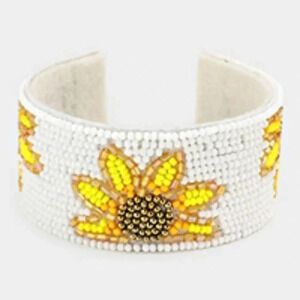 Sunflower Seed Bead Cuff Bracelet